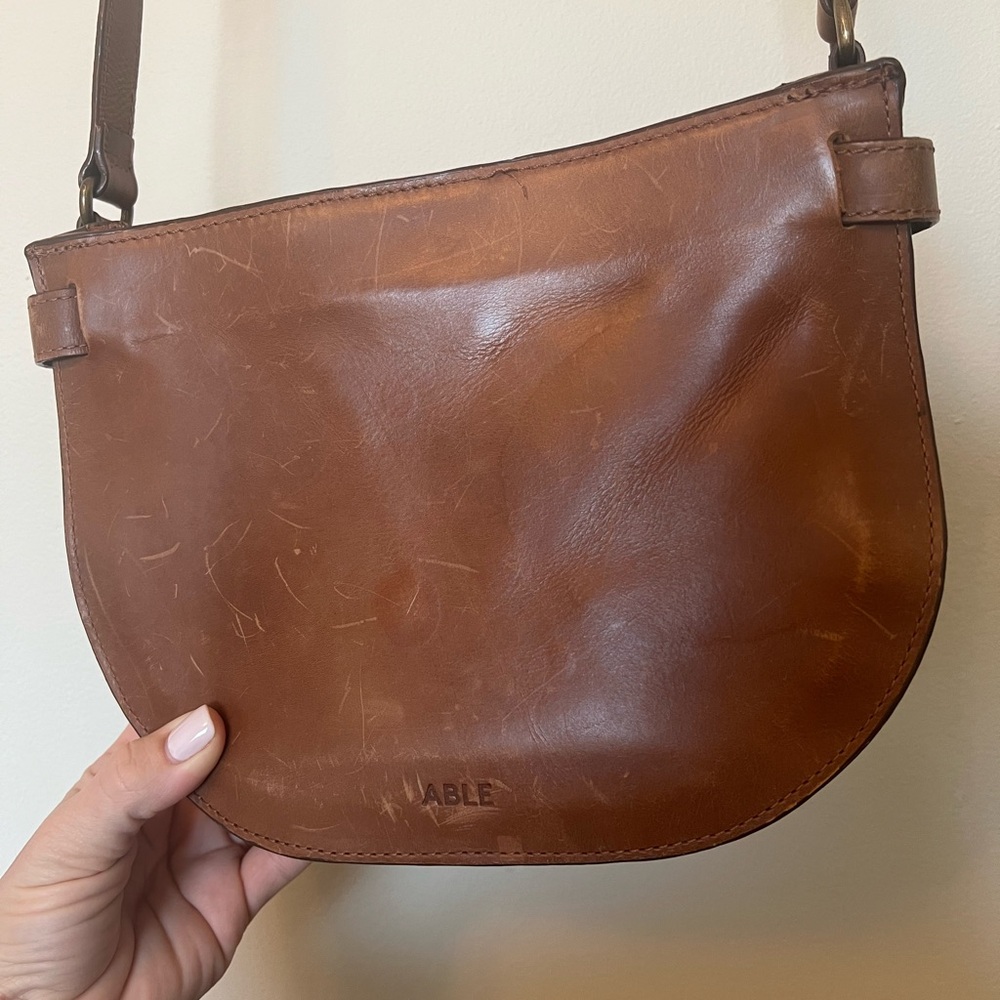 ABLE Brown Leather Crossbody Bag
